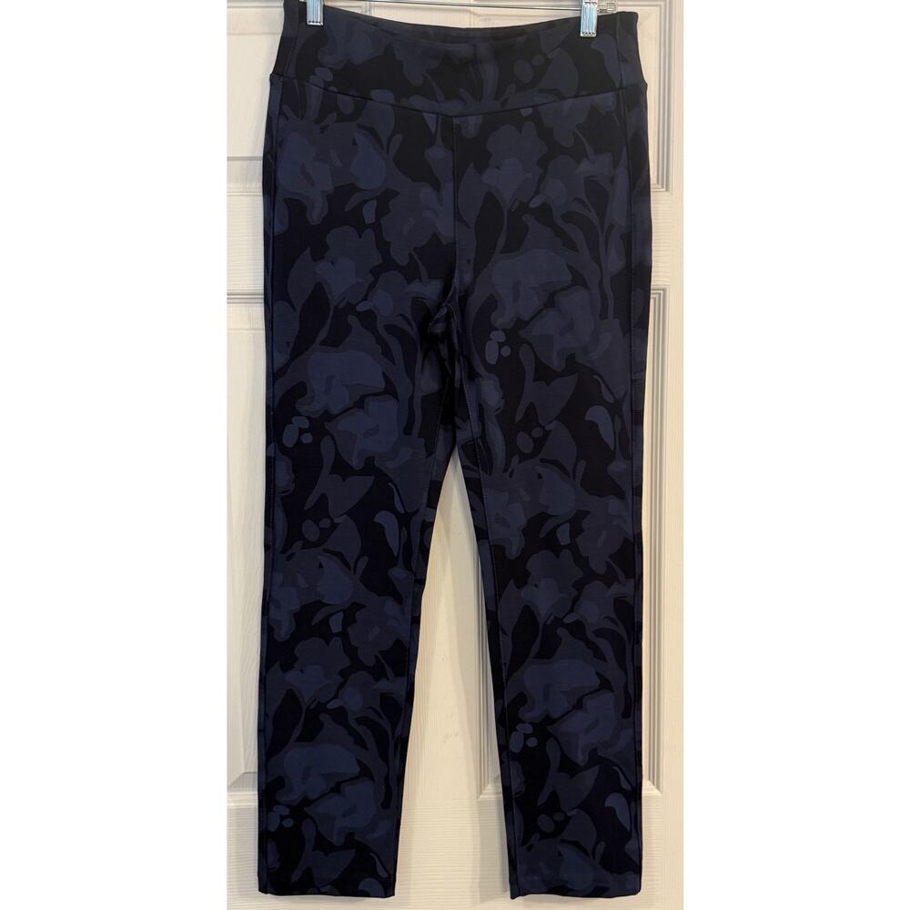 Soft Surroundings Small Soft Essential Ponte Leggings‎ Navy Floral Thick NWOT